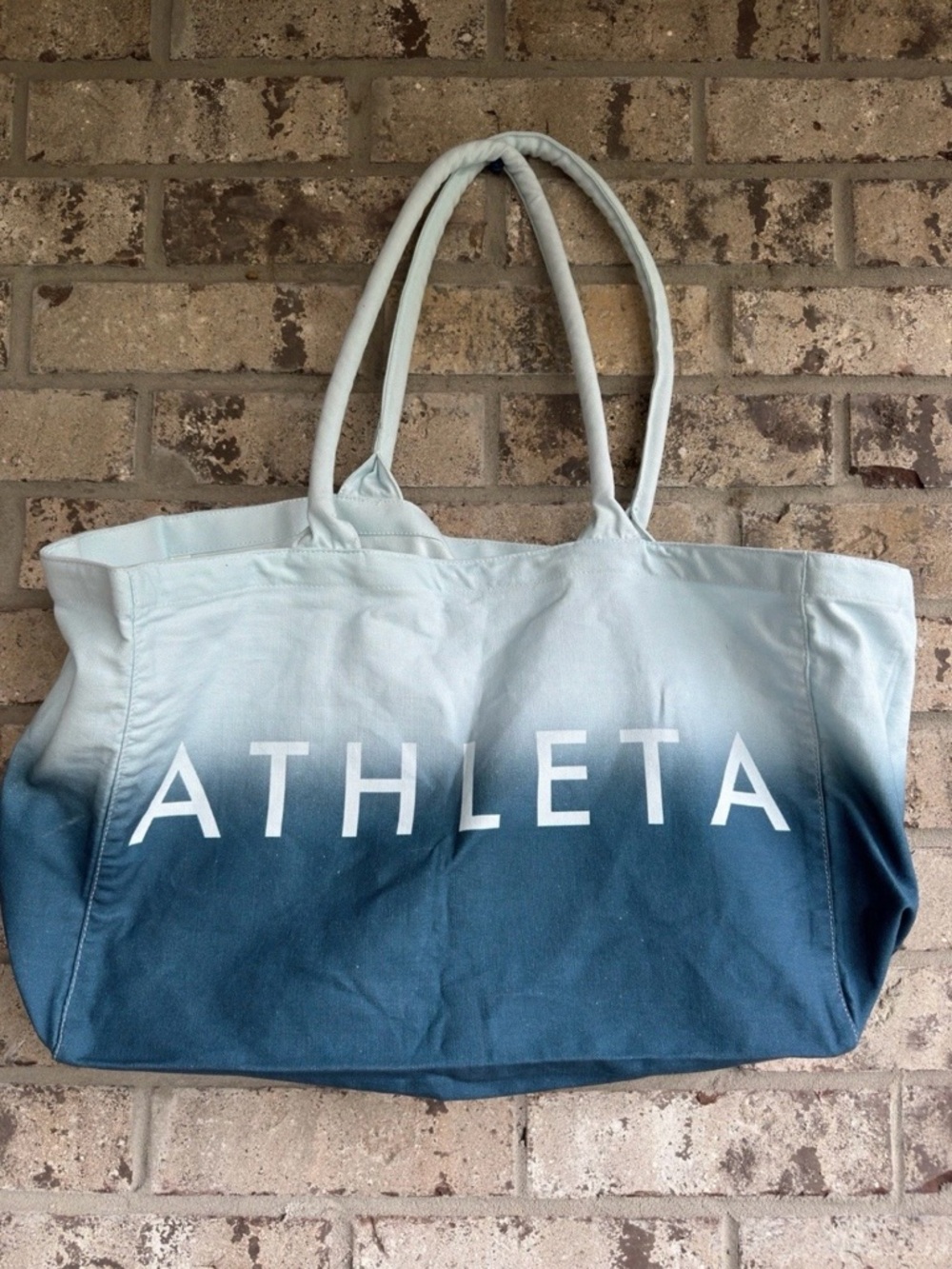 Athleta Ombre Teal Canvas Tote